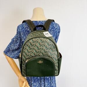 Coach CF344 Court Backpack With Coach Monogram Print IN GREEN